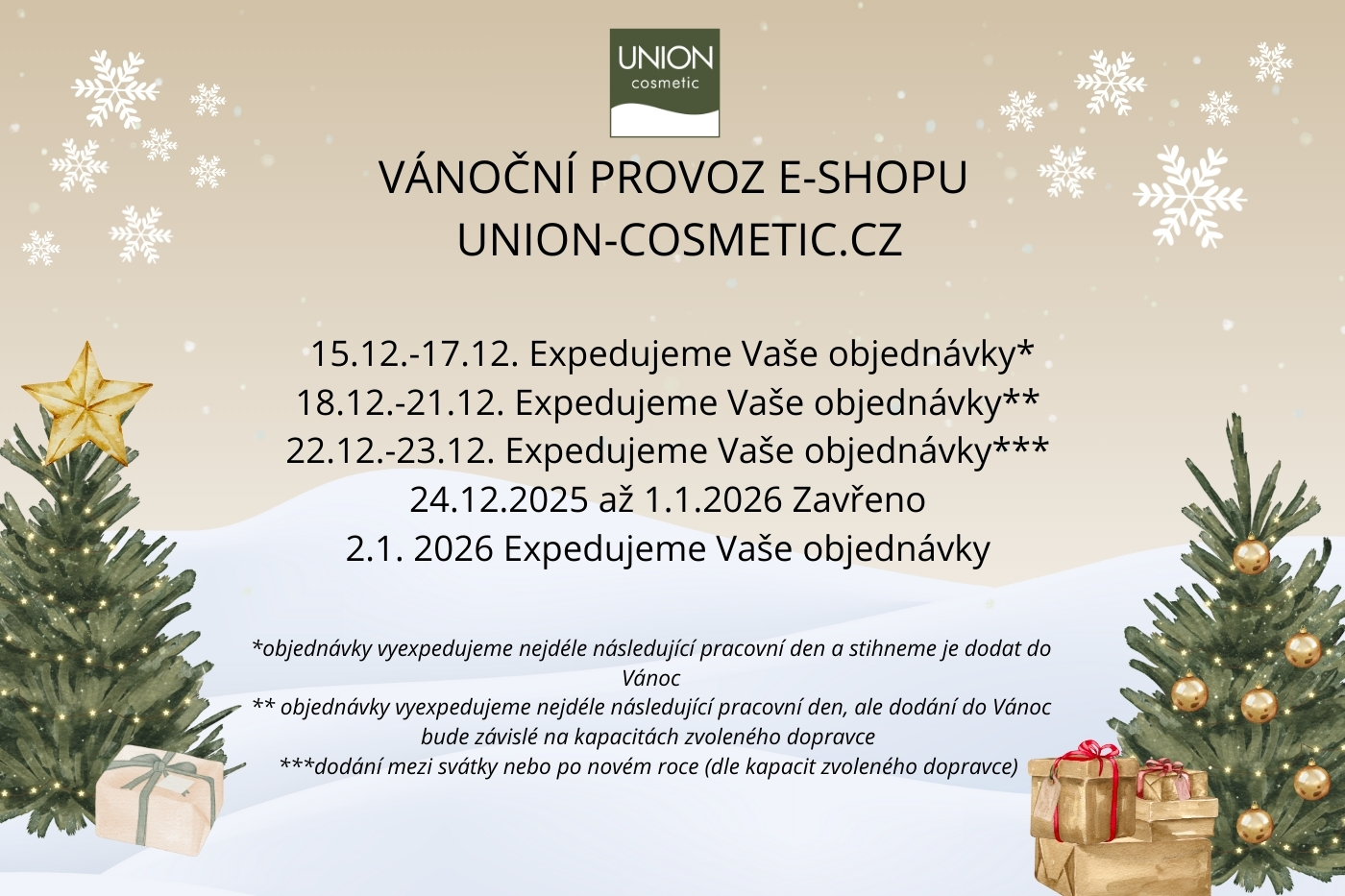 Union - vánoční provoz