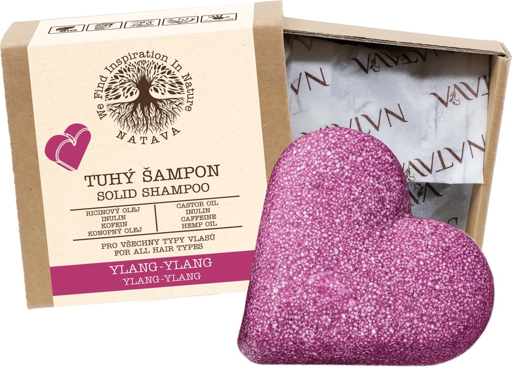 NATAVA Tuhý šampon - Ylang-Ylang - srdce 85 g