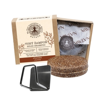 NATAVA Tuhý šampon - Jojoba 85 g + držák zdarma