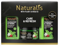 NATURALIS dárková kazeta HARMONY & HERBS (šampon + tělový scrub + sprchový gel) 800ml + 250g