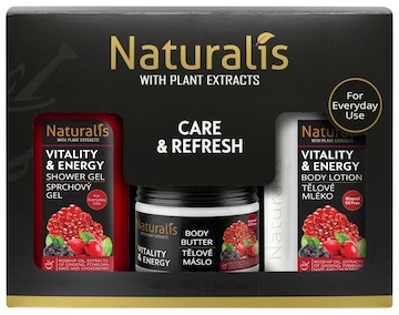 NATURALIS dárková kazeta VITALITY & ENERGY (sprchový gel + tělové máslo + tělové mléko) 800ml + 300g