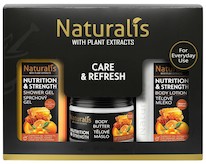 NATURALIS dárková kazeta NUTRITION & STRENGTH (sprchový gel + tělové máslo + tělové mléko) 800ml + 300g