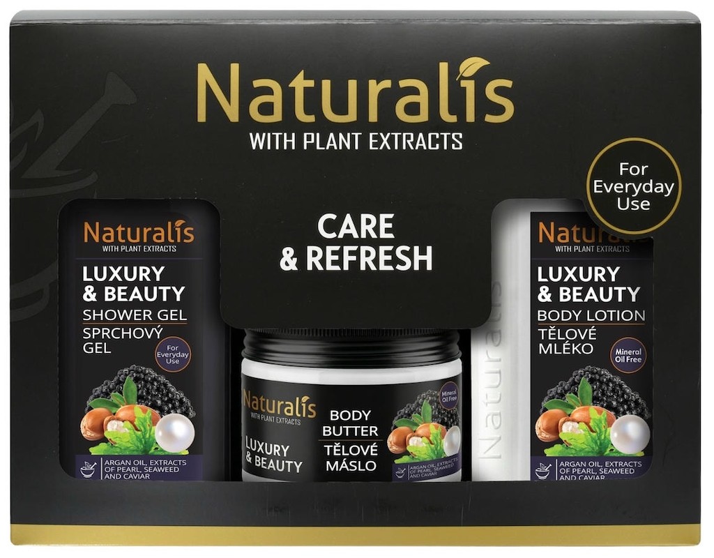 NATURALIS dárková kazeta LUXURY & BEAUTY (sprchový gel + tělové máslo + tělové mléko) 800ml + 300g