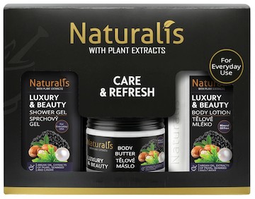 NATURALIS dárková kazeta LUXURY & BEAUTY (sprchový gel + tělové máslo + tělové mléko) 800ml + 300g