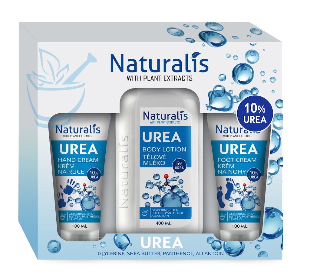 NATURALIS dárková kazeta UREA (krém na ruce + tělové mléko + krém na nohy) 600ml