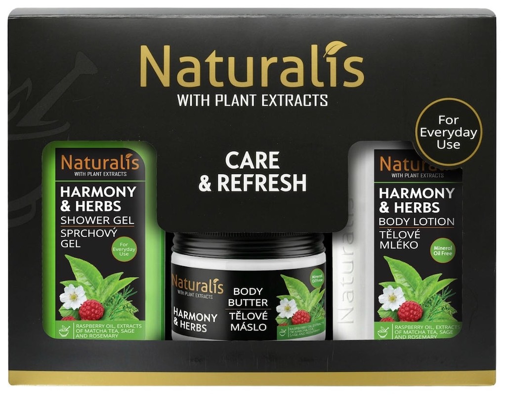 NATURALIS dárková kazeta HARMONY & HERBS (sprchový gel + tělové máslo + tělové mléko) 800ml + 300g