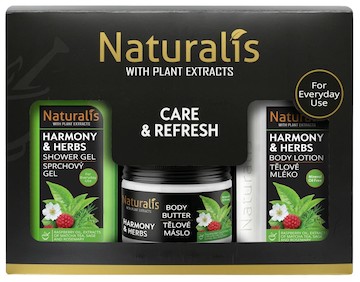 NATURALIS dárková kazeta HARMONY & HERBS (sprchový gel + tělové máslo + tělové mléko) 800ml + 300g