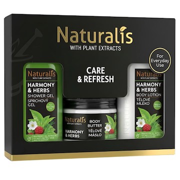 NATURALIS dárková kazeta HARMONY & HERBS (sprchový gel + tělové máslo + tělové mléko) 800ml + 300g