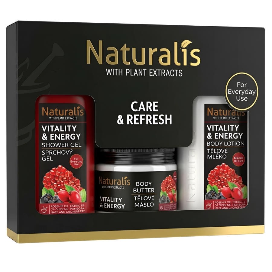 NATURALIS dárková kazeta VITALITY & ENERGY (sprchový gel + tělové máslo + tělové mléko) 800ml + 300g