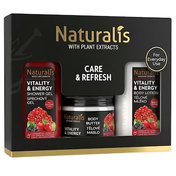 NATURALIS dárková kazeta VITALITY & ENERGY (sprchový gel + tělové máslo + tělové mléko) 800ml + 300g