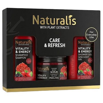 NATURALIS dárková kazeta VITALITY & ENERGY (šampon + tělový scrub + sprchový gel) 800ml + 250g