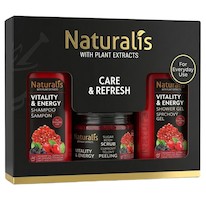 NATURALIS dárková kazeta VITALITY & ENERGY (šampon + tělový scrub + sprchový gel) 800ml + 250g