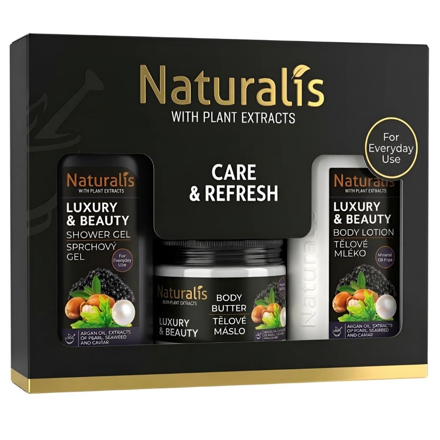 NATURALIS dárková kazeta LUXURY & BEAUTY (sprchový gel + tělové máslo + tělové mléko) 800ml + 300g
