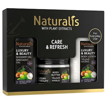 NATURALIS dárková kazeta LUXURY & BEAUTY (sprchový gel + tělové máslo + tělové mléko) 800ml + 300g