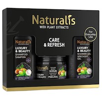 NATURALIS dárková kazeta LUXURY & BEAUTY (šampon + tělový scrub + sprchový gel) 800ml + 250g