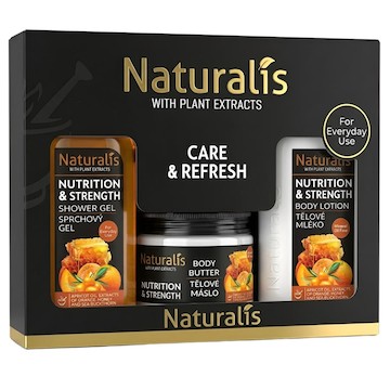 NATURALIS dárková kazeta NUTRITION & STRENGTH (sprchový gel + tělové máslo + tělové mléko) 800ml + 300g