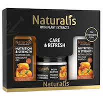 NATURALIS dárková kazeta NUTRITION & STRENGTH (sprchový gel + tělové máslo + tělové mléko) 800ml + 300g