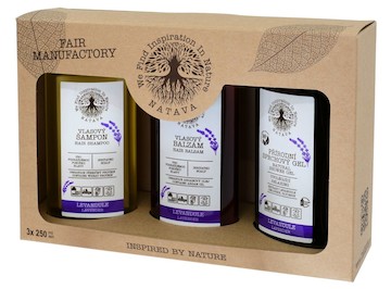 NATAVA Dárková kazeta Péče o vlasy LEVANDULE (šampon + balzám na vlasy + sprchový gel) 750 ml