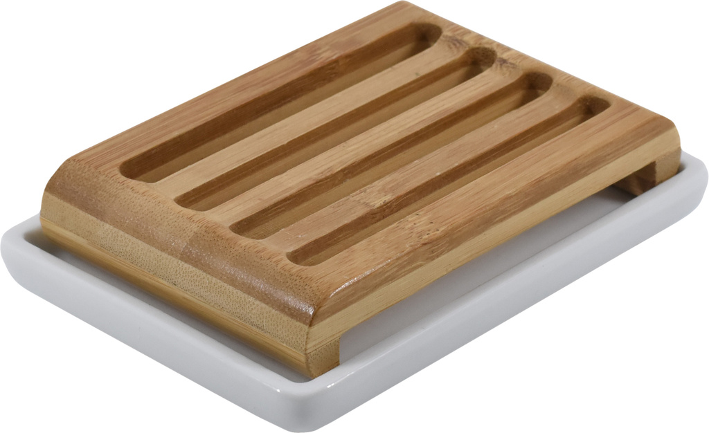 8596048008471 Ceramic and bamboo soap tray